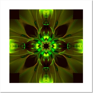 Kaleidoscope Neon Green Posters and Art